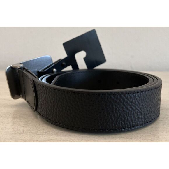 Michael Kors 86S3SBLY7U Men Sz 30 Black MK Silver 31mm Fast MK Plaque Belt - Picture 4 of 5